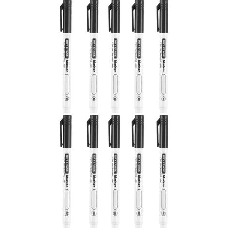 10 marqueurs effaçables à sec, pointe fine, noir, pour tableau blanc, usage scolaire, bureau et domicile (1/5)
