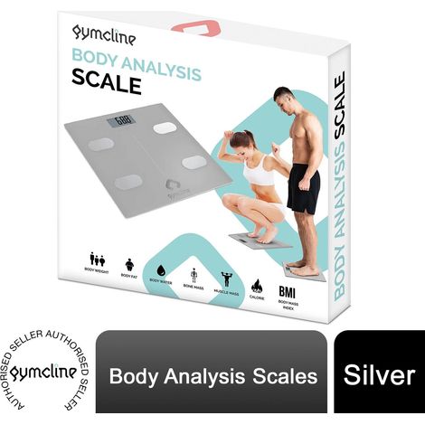 Gymcline Body Analysis Scale w/ BMI Report & Daily Calorie Intake Guide, Silver (1/5)