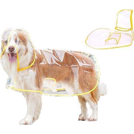 Dog Rain Poncho, Dog Raincoat, Transparent Raincoat, Adjustable Button, Suitable for Large Dogs - Size XL - 1 pc (1/5)