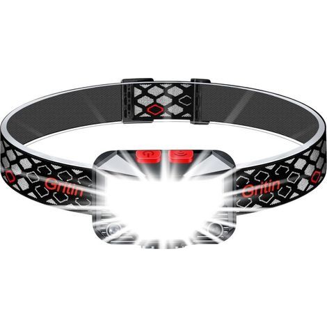 Lampada frontale ricaricabile, torcia frontale a LED super luminosa, leggera, impermeabile e potente con luce rossa, sensore di movimento, 8 modalità di illuminazione, durata della batteria di 25 ore  (1/4)