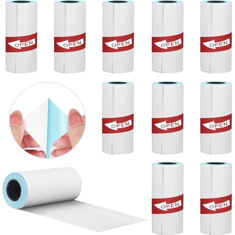 10 Rolls of Thermal Paper Sticker for Mini Printer, Self-Adhesive Thermal Printing Paper, 57 x 25 mm (White - Opaque) (1/5)