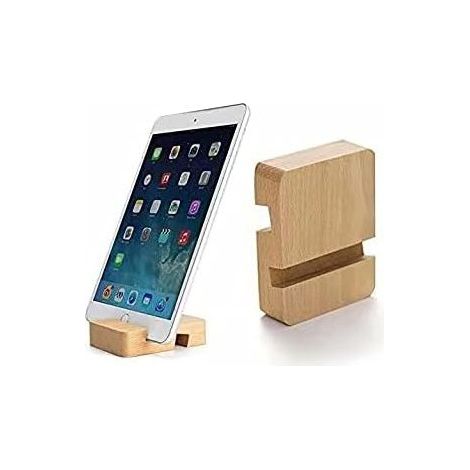 Wooden Double Slot Mobile Phone Desktop Holder,Portable Desktop Mobile Phone Stand Dock for Smartphone iPhone iPad (001)