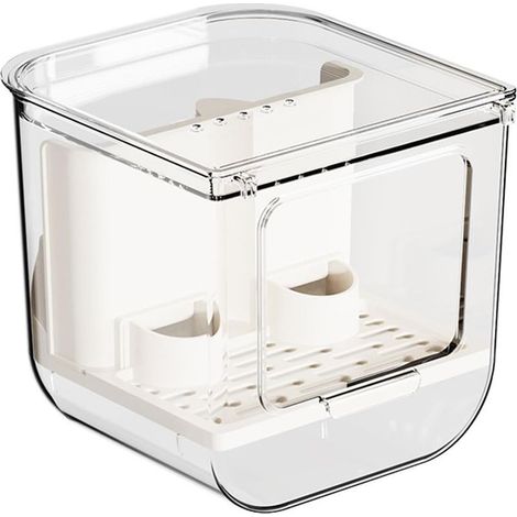 Distributeur en acrylique transparent pour cage Support alimentaire transparent avec design facile à remplir et résistant aux déversements pour oiseaux, conures, perroquets, calopsittes canaries (1/5)