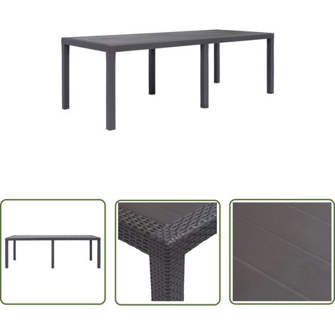The Living Store Gartentisch Braun 220x90x72 cm Kunststoff Rattan-Optik - Gartentisch - Esstisch - Rattan Optik - Kunststoffe Möbel - Wetterfest (1/5)