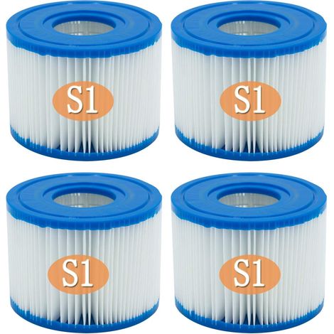 Cartouches filtrantes de type S1 compatibles avec Intex PureSpa, cartouches filtrantes pour spas et jacuzzis, compatibles avec Intex 29001E, lot de 4