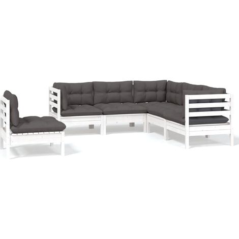 Maison Exclusive - Set Divani da Giardino 5 pz con Cuscini BiancLegno di Pino (1/5)