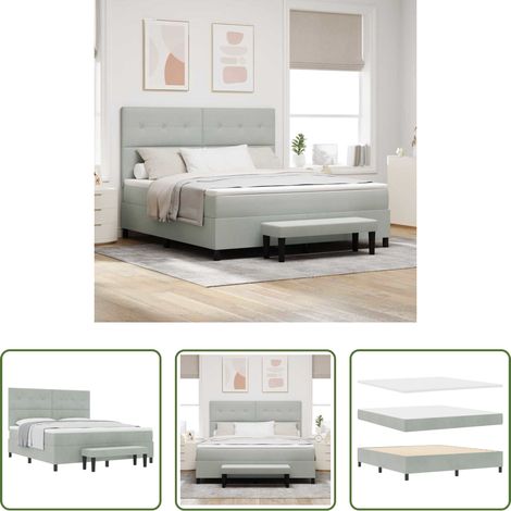 Samt -  Boxspringbett mit Matratze Hellgrau 180 x 200 cm Samt (1/5)