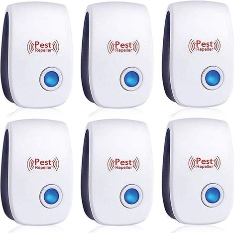 Set of 6 ultrasonic insect repellents for cockroaches, ants, mice, bed bugs, rats, rodents, mosquitoes, spiders, for home, office, warehouse and hotel (1/5)