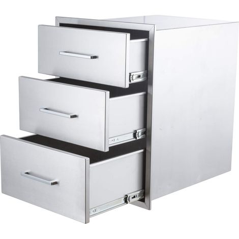 Kitchen Drawer Unit - Stainless Steel - 3-Tier, 45x46x61cm - for Kitchen, Cabinet, Storage (1/5)