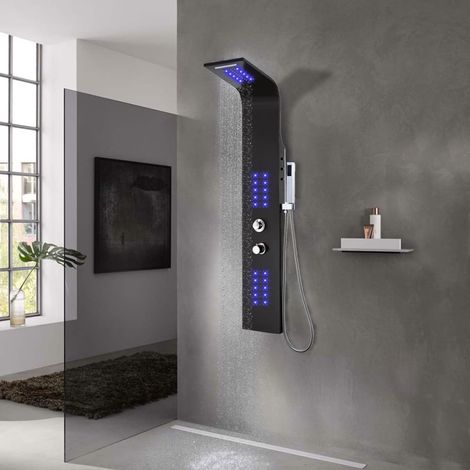 Panneau de douche en aluminium noir 20 x 44 x 130 cm