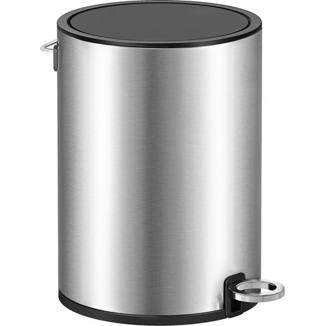 Poubelle de Salle de Bain avec Couvercle, Amovible pour Chambre ou Bureau, Acier inoxydable, Argenté (1/5)