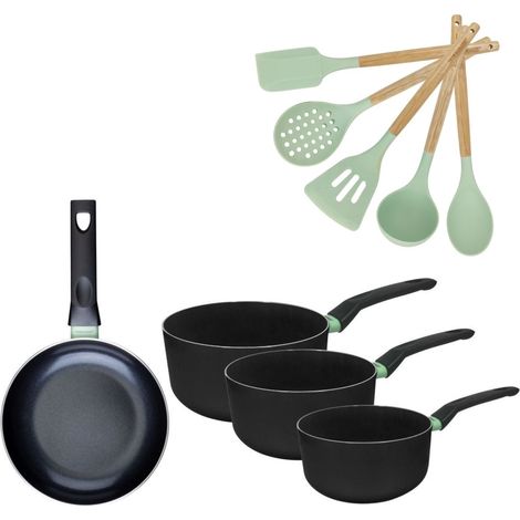 Lot 1 Poêle 20cm et 3 Casseroles 16/18/20cm Fackelmann Brandao avec 5 ustensiles (1/5)