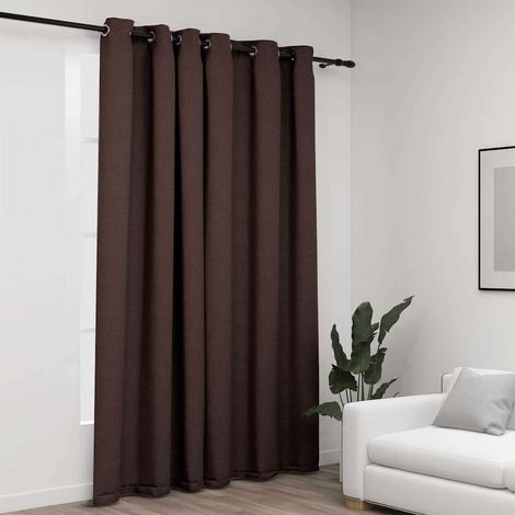 Rideau occultant Aspect de lin avec œillets Taupe 290x245 cm (1/5)