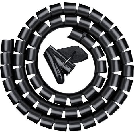 Goulotte de câbles 3,0 m, gaine spiralée flexible pour bureau, gaine spiralée pour câble de 20 mm, noire (1/3)