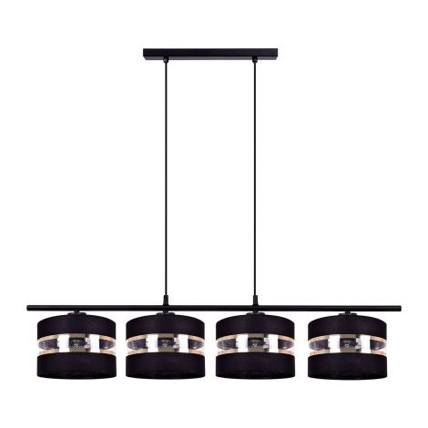 Suspension linéaire 4xE27 noir abat-jour or NICEA Kaja