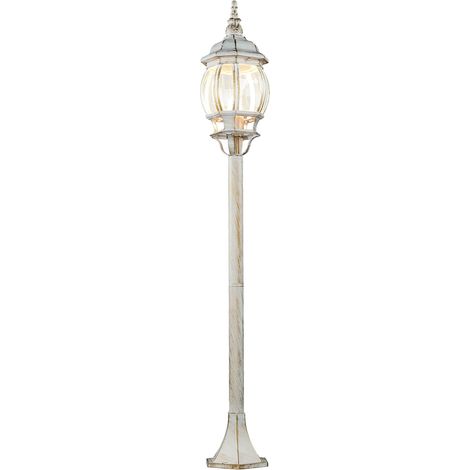Lampadaire d'extérieur Brest blanc doré au design élégant dans le style rustique E27 IP44 - Or blanc