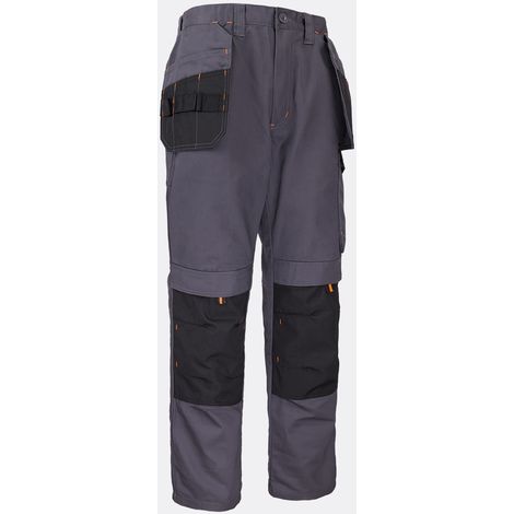 Pantalon Long de Travail Homme, Salopette de Jardin Homme, Pantalon avec Poches Genouillères, Pantalon Sergé Pantalon Long de Peintre (Gris, L)