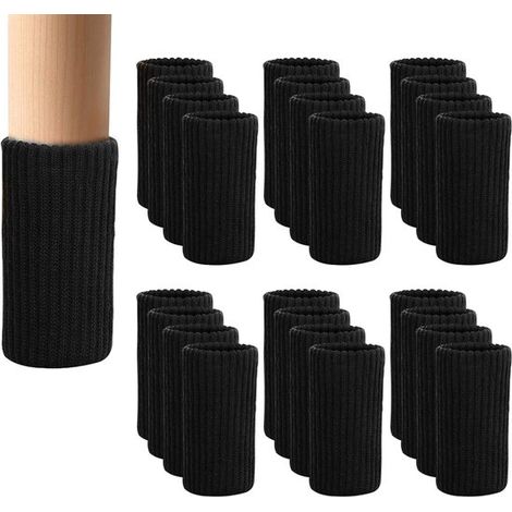 ING Patins élastiques pour pieds de chaise, lot de 24, noirs – Chaussettes pour chaises – Pieds de meubles (1/5)