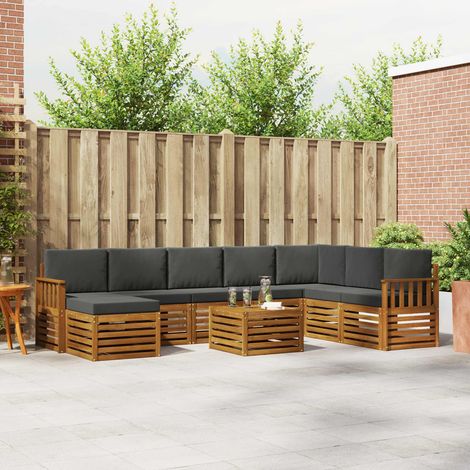 vidaXL Outdoor-Sofagarnitur mit Kissen 9 pcs Natur und Anthrazit (1/5)