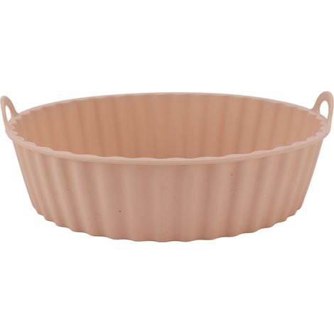 Lot de 2 Paniers de Friteuse Ronds en Silicone Résistant à l'Huile, Réutilisables, Antiadhésifs avec Poignées, pour Usage Domestique, Corps Droit, Rose (1/5)