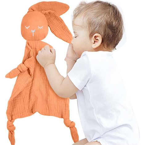 Lot doudou lapin sécurité bébé, jouet câlin ultra-doux pour nouveau-nés garçons et filles, couverture réconfortante cadeau tendre. (1/5)