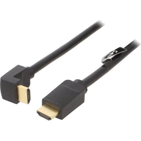 Cable HDMI 2.0 prise male HDMI prise male 90o UHD 4K 3D 3m - Noir