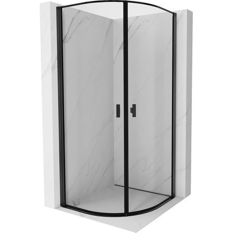 Mexen Mist cabina doccia semicircolare battente 80 x 80 cm, cornice nera, nero - 8A31-080-080-70-70 (1/5)