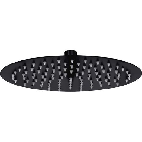 Regenduschkopf aus Edelstahl, rund, 25 cm, schwarz (1/5)