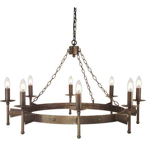 Elstead Cromwell - Lampadario a 8 luci con finitura bronzo antico, attacco E14 (1/4)