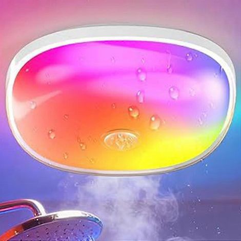 Lampe de douche rechargeable étanche IP65 - 15 cm 300 lm éclairage d'ambiance 16 couleurs pour salle de bain avec télécommande tactile (1/4)