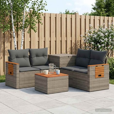 vidaXL Set di divani 6 pz Grigio e Grigio Scuro 55 x 55 x 37 cm (1/5)