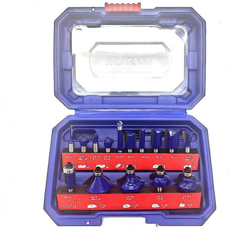Juego de 15 fresas para madera (6-35 mm) WORKPRO® (1/4)