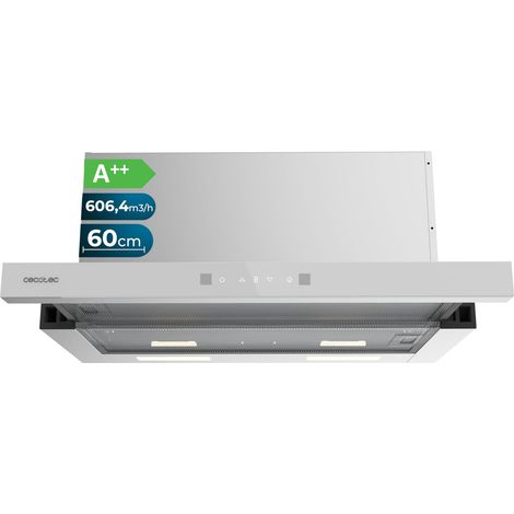 Flux TLT 605500 Glass White A++ Teleskop-Dunstabzugshaube 60cm breit, weiße Glasfront, Saugleistung 550m3/h, Motor 70W, Klasse A++, Touch Control, mit Kohlefilter und Hand Movement Control