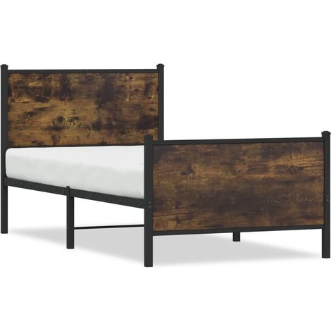 Lit simple,Lit adulte,Cadre de lit en métal sans matelas chêne fumé 90x190 cm CFW2849260 (1/5)