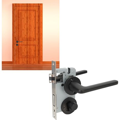 Serrure mécanique pour porte intérieure en bois de chambre, serrure de quincaillerie domestique, serrure de porte intérieure, type simple et universel, L116 noir. (1/5)