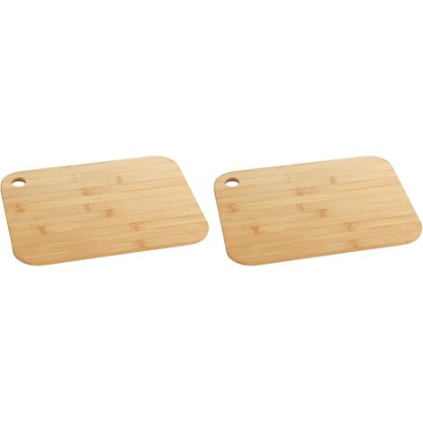 Planche à découper bambou - Lot de 2 - Écologique et robuste - Protège les lames - Cuisine quotidienne - 28 x 20 cm (1/5)