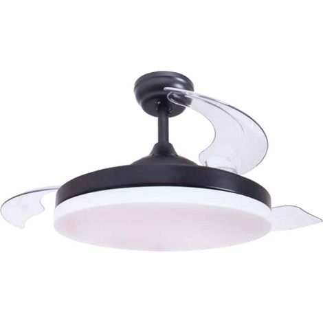 Ventilatore da soffitto Tungati con luce CCT regolabile e comando Ø107 3 pale retrattili DC Nero (1/4)