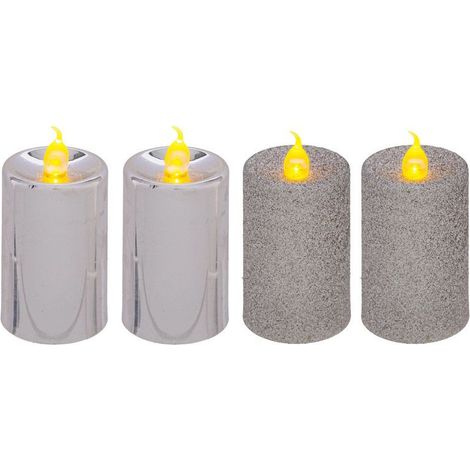 Lot de 4 Bougies Votives "Colorama" 7cm Argent