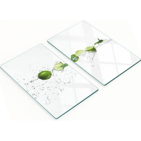 Tablas de cortar decorativas de vidrio para cocina, color lima y agua, 2x30x52 cm (1/5)
