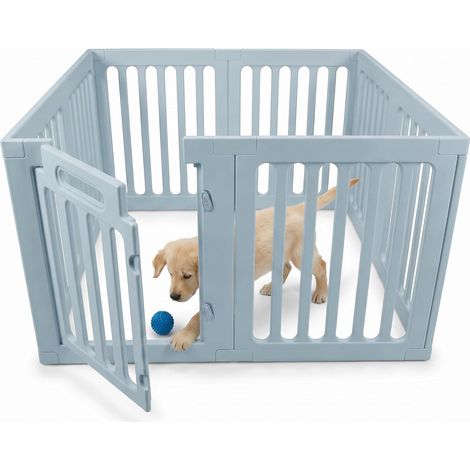 Enclos pour Chiots HDPE 100 x 100 cm, 8 Panneaux, Bleu (1/5)