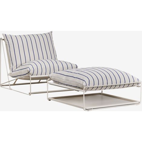 SKLUM Amaro Gartenset mit umwandelbarem Sessel und Pouf Braun Tapioca - Dunkelblau                                  
