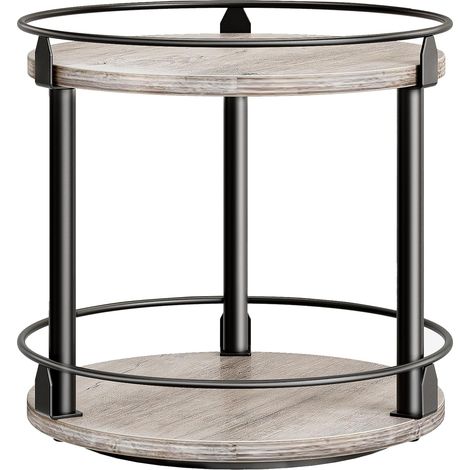 Étagère à Épices, Organisateur Pivotant, Plateau Rond à 2 Niveaux, Plateau à Épices Rotatif, pour comptoir de Cuisine, Table à Manger, Coiffeuse, Bureau, Gris Patiné et Noir XSR22BG (1/5)