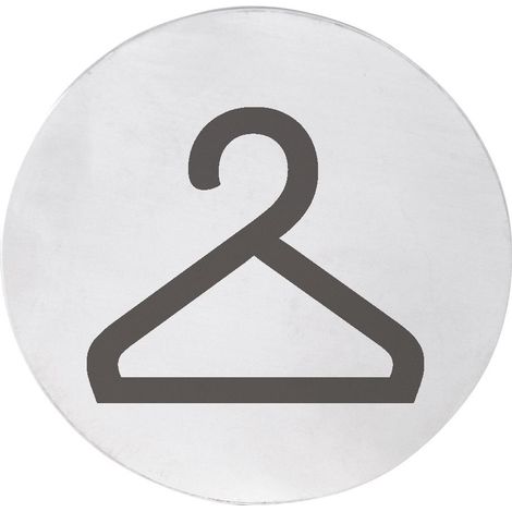 Plaque de porte "Vestiaire", dia. 75 mm, acier inoxydable mat