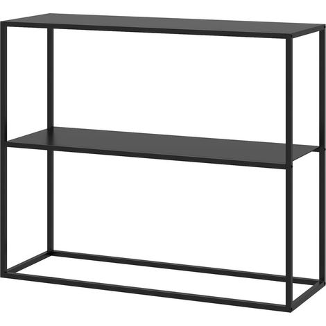 Table console table of auxiliary of input minimalist industrial 2 shelves 90 x 30 x 75 cm steel black (1/5)