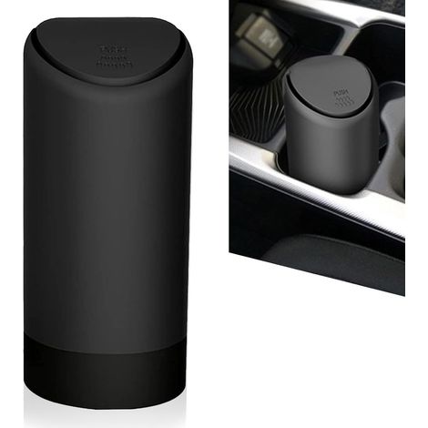 Cestino per auto monoblocco con coperchio, mini cestino portatile, cestino in silicone a prova di perdite, adatto alla maggior parte delle auto (nero)