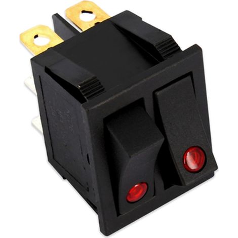 DOPPIO INTERRUTTORE LED ROSSO LUMINOSO 0-1 6C BISTECCHIERE E VARI USI UNIVERSALE
