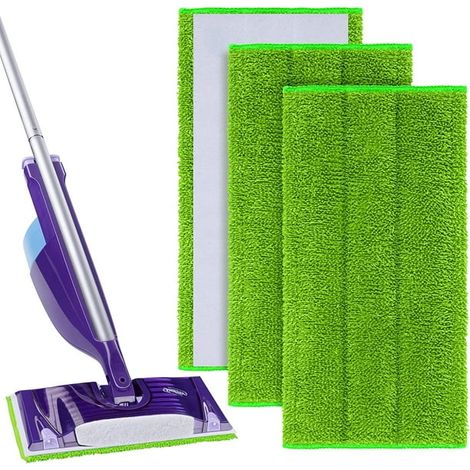 Lot de 3 serpillères de rechange pour balais à franges en microfibre lavables Swiffer WetJet Spray, pour le nettoyage des sols (1/5)
