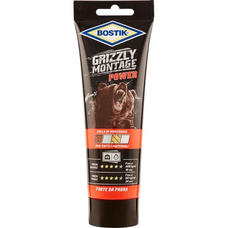 Bostik Grizzly Montage Power – Adesivo di Montaggio Universale con Elevata Presa Iniziale  Grizzly Montage Tubetto 250g