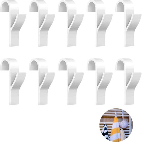 AGE Lot de 10 crochets pour radiateur, crochets pour radiateur, crochets pour sèche-serviettes pour radiateur, crochets pour radiateur en plastique pour salle de bain et cuisine (blanc) (1/4)