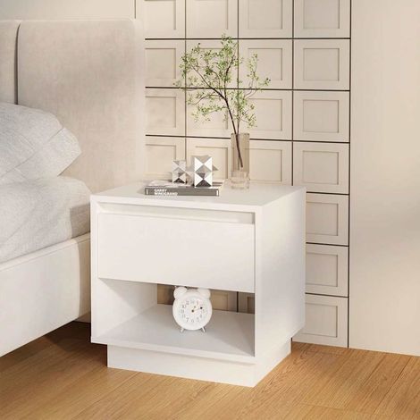 Table de chevet-Table de nuit Blanc 45x34x44 cm bois d'ingénierie 893689 (1/5)